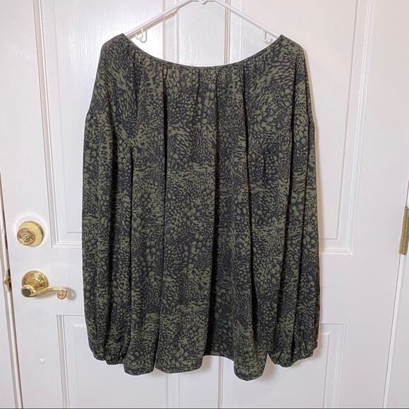 AVA & VIV LONG SLEEVE Abstract Print Fall Olive Green X NWT 14 - Picture 2 of 5
